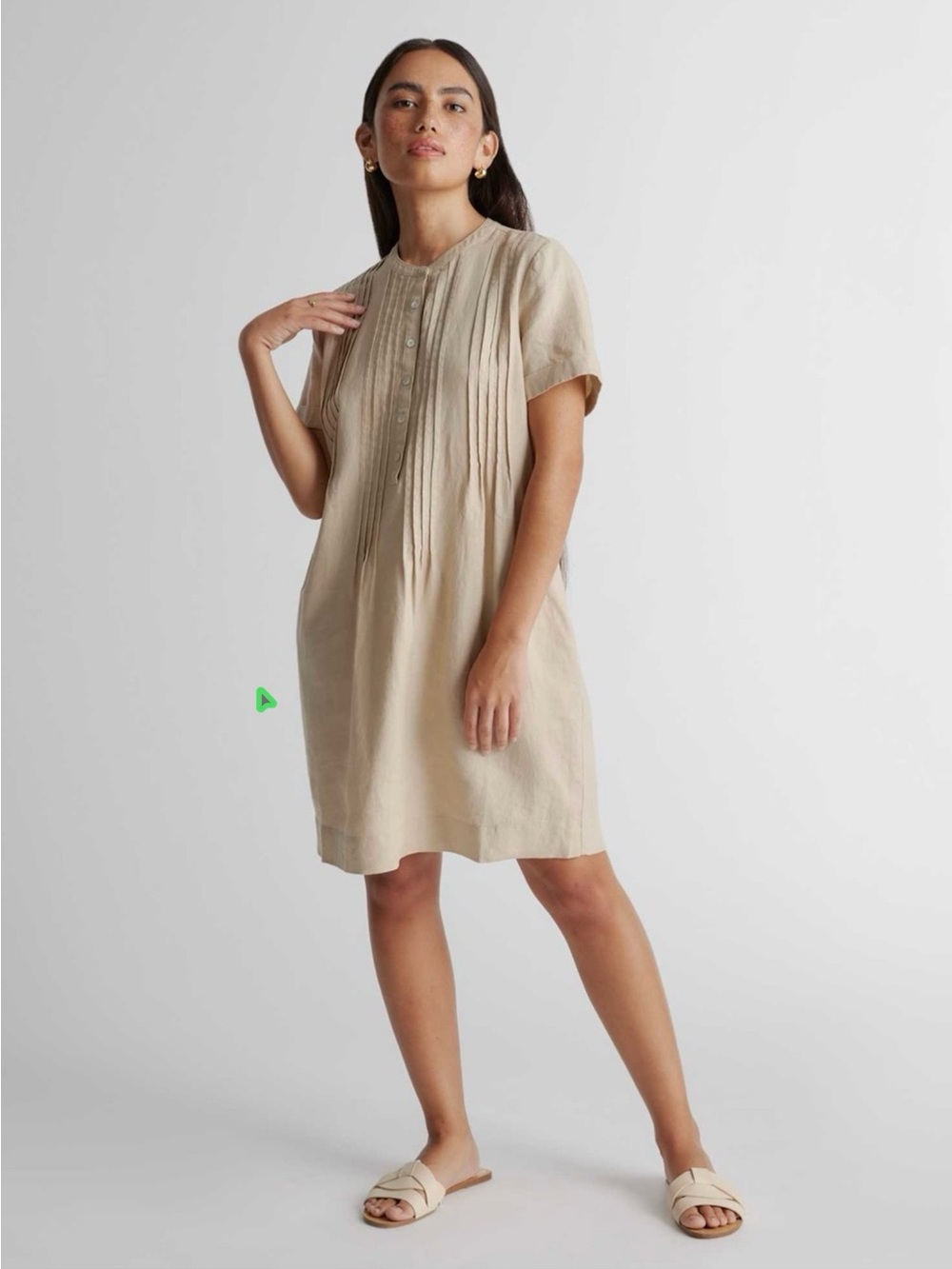 Quince 100% European Linen Short Sleeve Swing Dress